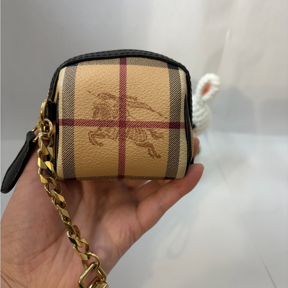Burberry Beige and Black Mini Bag with Gold Chain